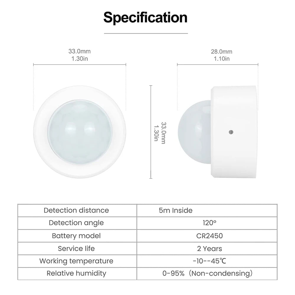 Ewelink Zigbee 3.0 Mini PIR Motion Movement Human Body Detector Sensor Home Burglar Alarm Sensor