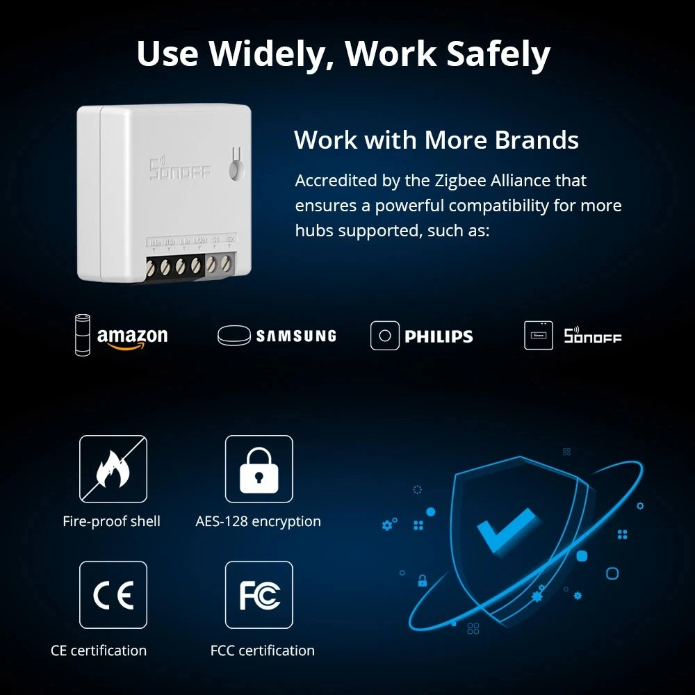 SONOFF ZB MINI Zigbee 3.0 DIY Smart Switch Two Way Switch APP Remote Control Works With Smartthing/ Hue Hub/ SONOFF ZB Bridge