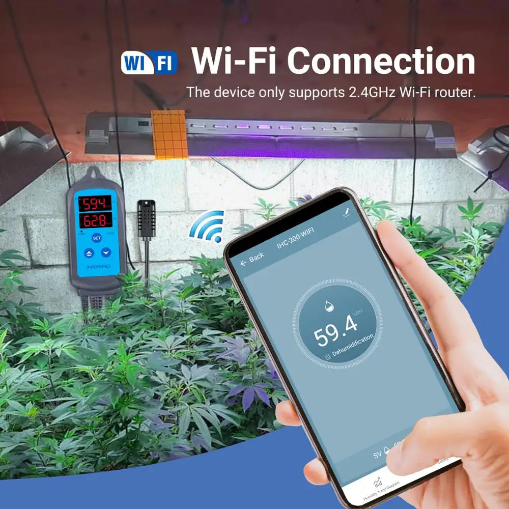 INKBIRD IHC-200-WIFI Humidifier Dehumidifier Automatic Humidity Controller Humidistat Remote Data Monitor Smart Home Improvement