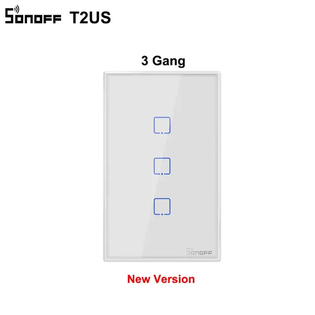 Sonoff T2 US Smart Wifi Wall Light Switch 1 2 3 Gang Touch/WiFi/433 RF/APP Remote Smart Home Wall Touch Switch Works with Alexa