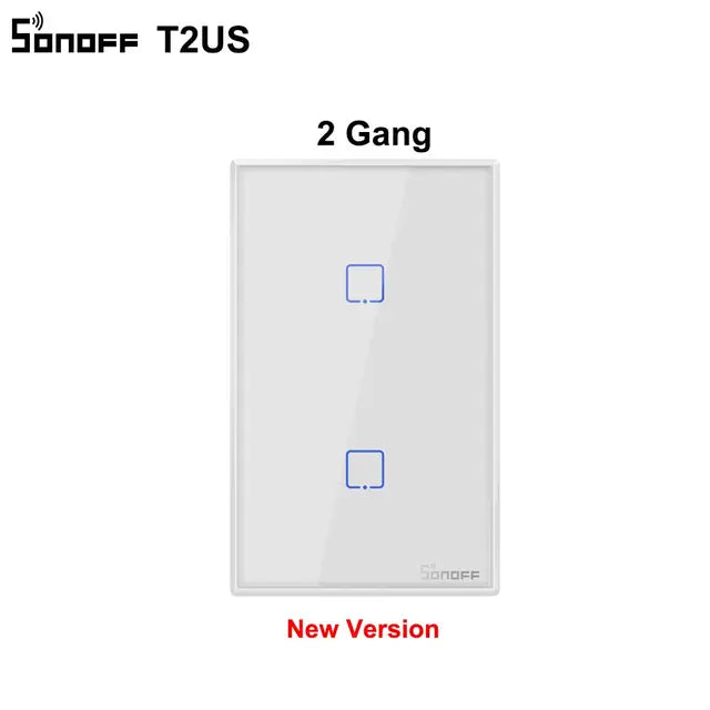 Sonoff T2 US Smart Wifi Wall Light Switch 1 2 3 Gang Touch/WiFi/433 RF/APP Remote Smart Home Wall Touch Switch Works with Alexa