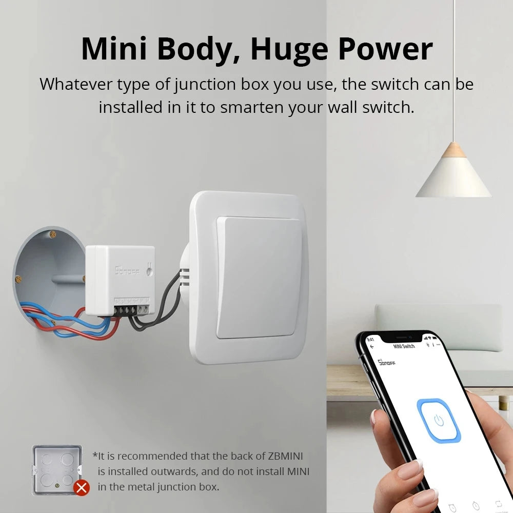 SONOFF ZB MINI Zigbee 3.0 DIY Smart Switch Two Way Switch APP Remote Control Works With Smartthing/ Hue Hub/ SONOFF ZB Bridge