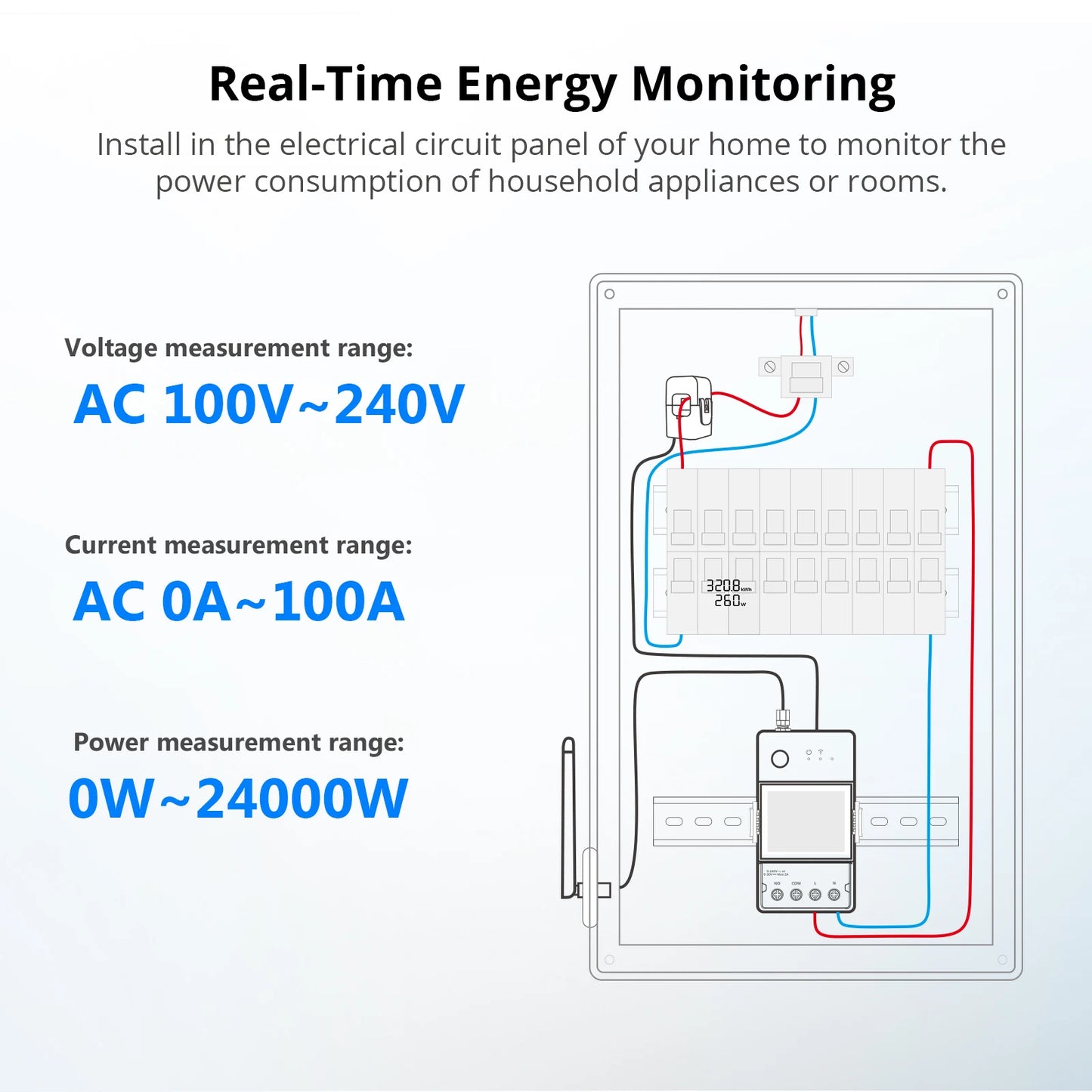 SONOFF POWCT POW Ring Smart Power Meter Energy Monitor 100A WiFi Smart Home Switch Support Contactor Control Alexa Google Home