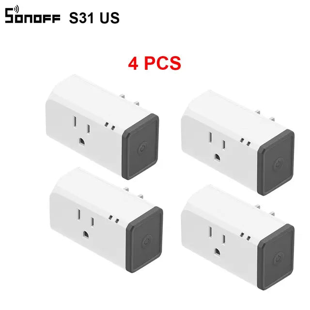1-4PCS SONOFF S31 US Mini Wifi Socket 15A Smart Power Outlets Switch Timing Plug Power Consumption Measure Monitor Energy Usage