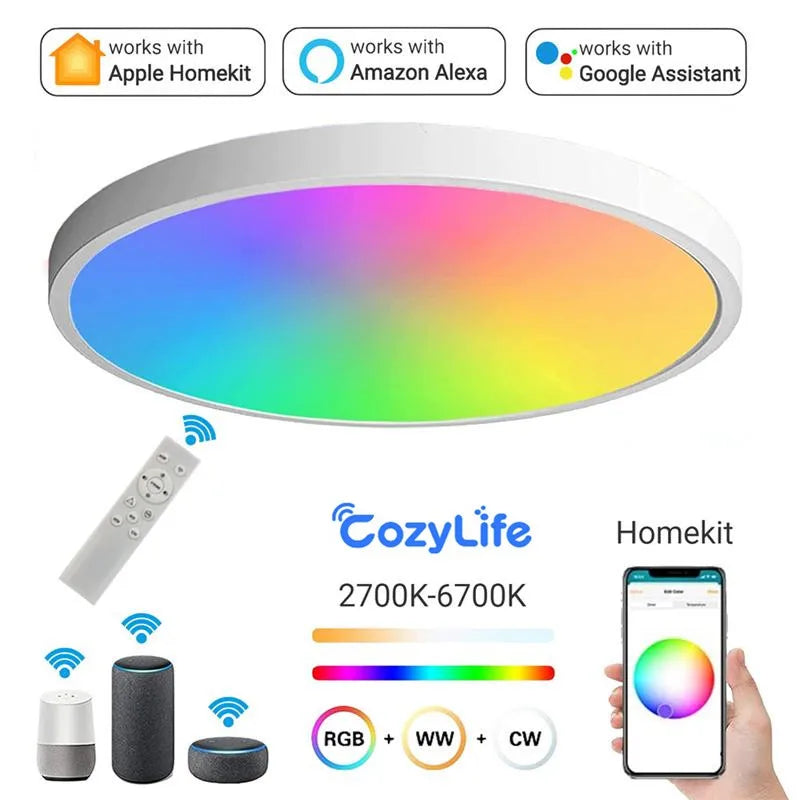 HomeKit CozyLife WiFi Ceiling Lamp Modern Nordic Round Light Smart Dimmable Interior Lighting Work With Alexa Google SmartThings