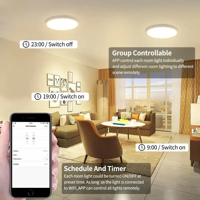 HomeKit CozyLife WiFi Ceiling Lamp Modern Nordic Round Light Smart Dimmable Interior Lighting Work With Alexa Google SmartThings