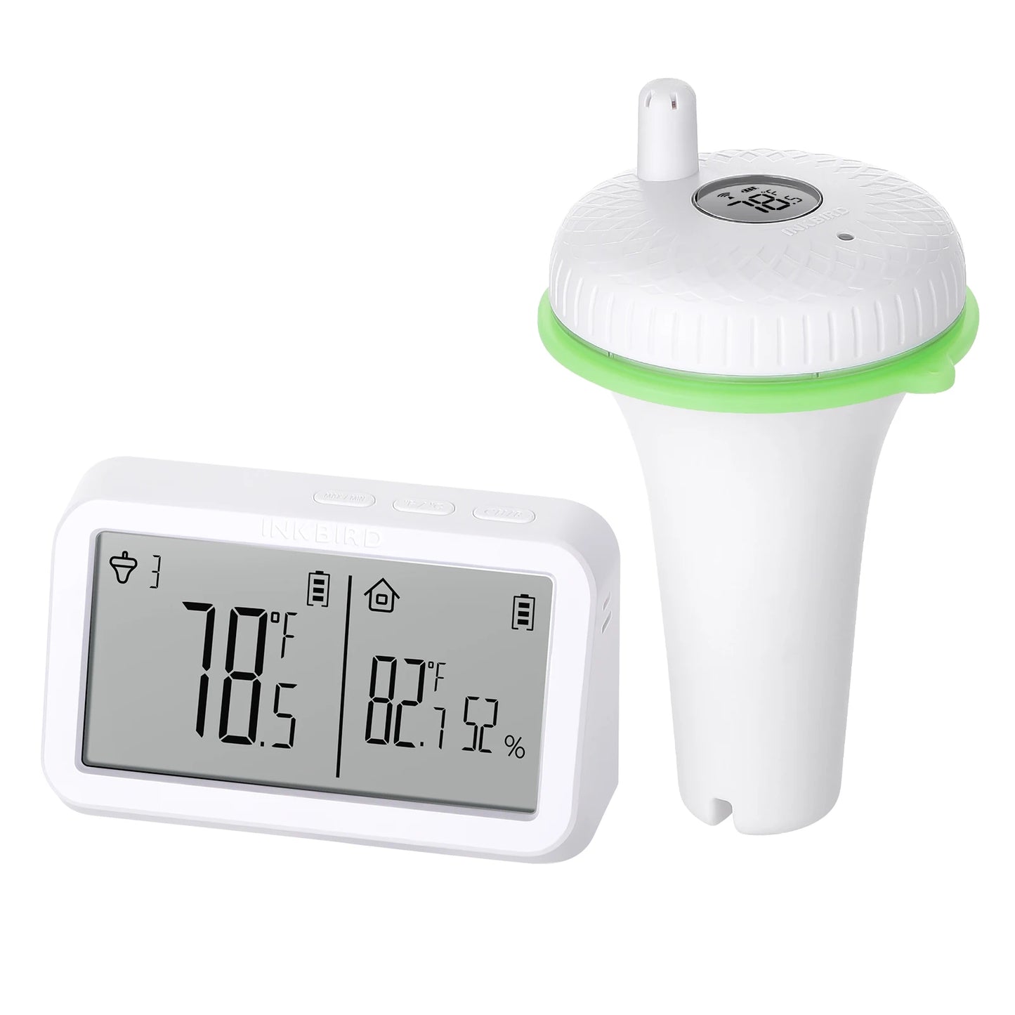 INKBIRD 2nd-Gen Wireless Pool Thermometer with IBS-M2 Wifi Gateway Combo Waterproof Digital Floating Thermometer for Spa Pond