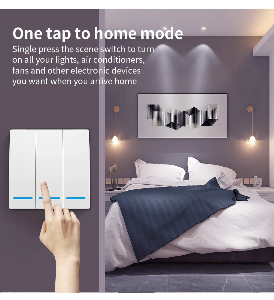 Tuya ZigBee 3.0 Smart Scene Switch Wireless Wall Scene Switch Push Button Voice Control for Alexa Google Need ZigBee Gateway Hub