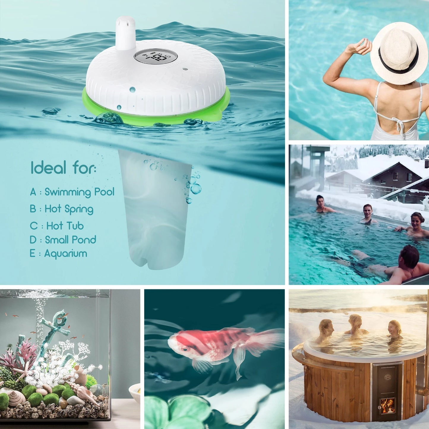 INKBIRD 2nd-Gen Wireless Pool Thermometer with IBS-M2 Wifi Gateway Combo Waterproof Digital Floating Thermometer for Spa Pond