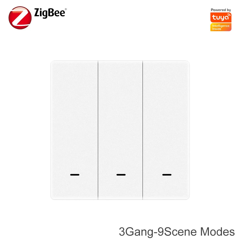 Tuya Zigbee 3.0 Smart Scene Button Switch 1/2/3 Gang Smart Home Wireless Push Remote Controller Battery Powered Devices Linkage