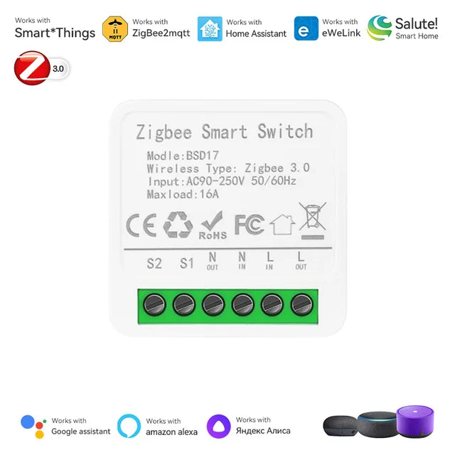 EWeLink App Mini ZigBee3.0 Smart Switch Automation Switch Breaker For SmartThings Alice Alexa Google Home Assistant Zigbee2MQTT