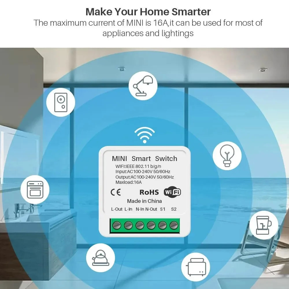 16A EWelink Wifi Switch Mini Smart 2-Way DIY Switches Circuit Breaker Support Sber Sa Маруся Alexa Google Home Alice SmartThings