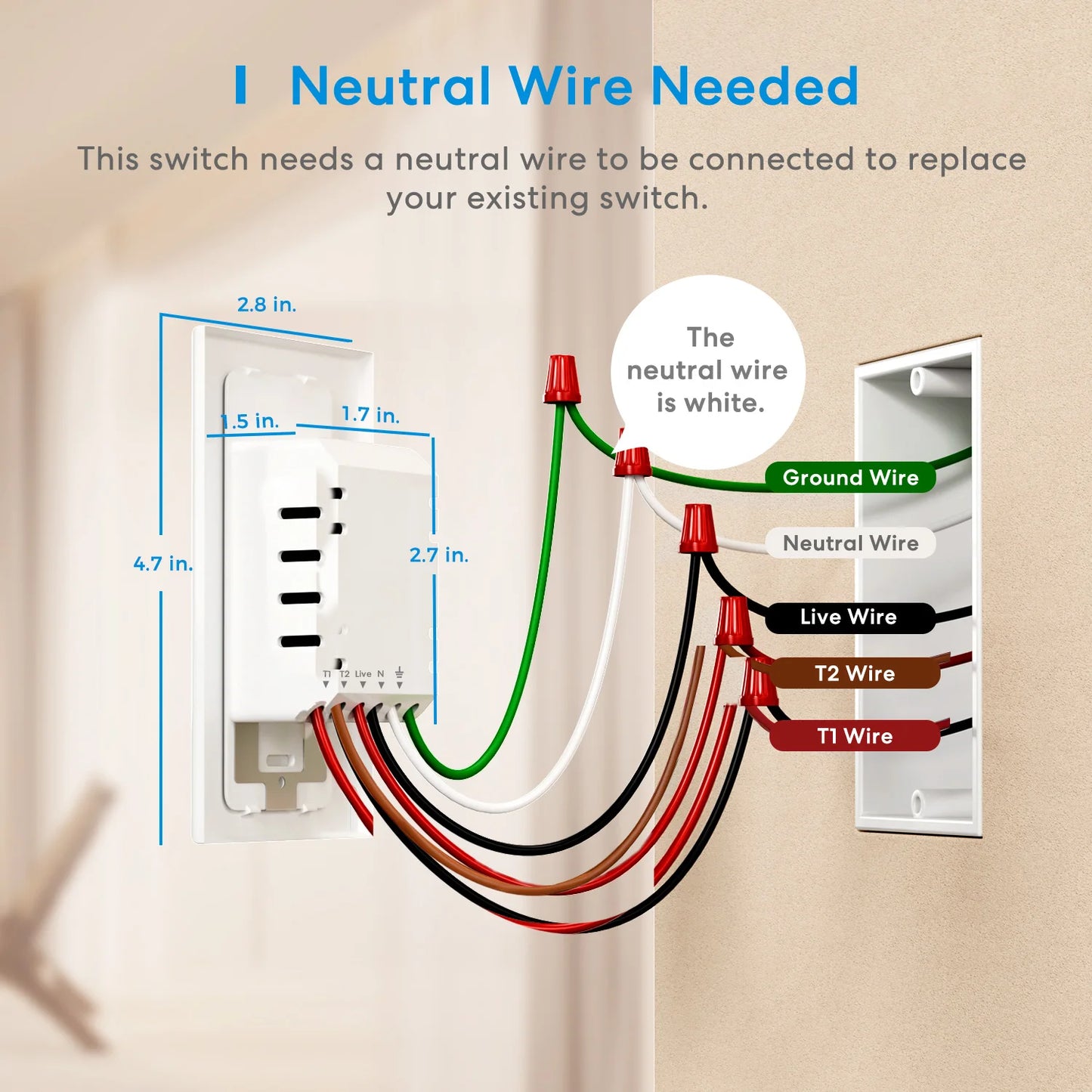 meross HomeKit 3 Way Smart Dimmer Switch Kit WiFi Dimmer Switch For Dimmable LED Light Work with Alexa Google SmartThings No Hub