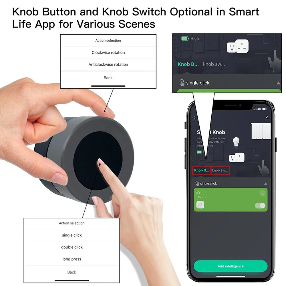 Tuya Smart Zigbee 3.0 Scene Knob Switch Wireless Remote Dimmer Controller Automation Scenario Button Works with Smart Life APP