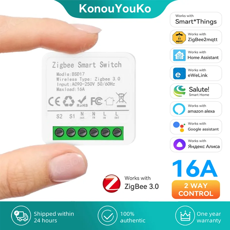 eWeLink App Mini ZigBee3.0 Smart Switch DIY Breaker Relay Module For SmartThings Alice Alexa Google Home Assistant Zigbee2MQTT