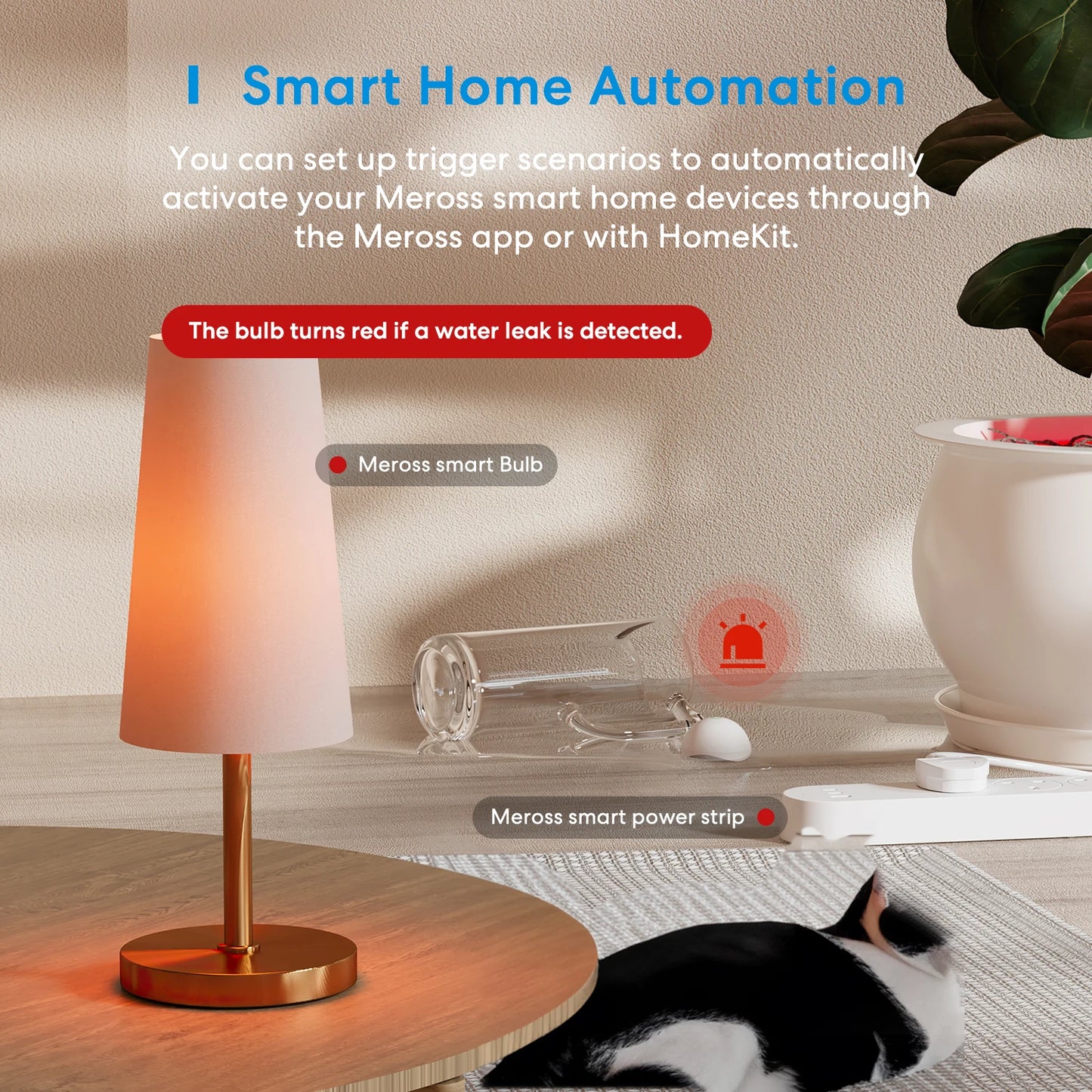 Meross HomeKit WiFi Smart Water Leak Sensor Wireless Detector Water leakage Alarm Security Work with Alexa SmartThings