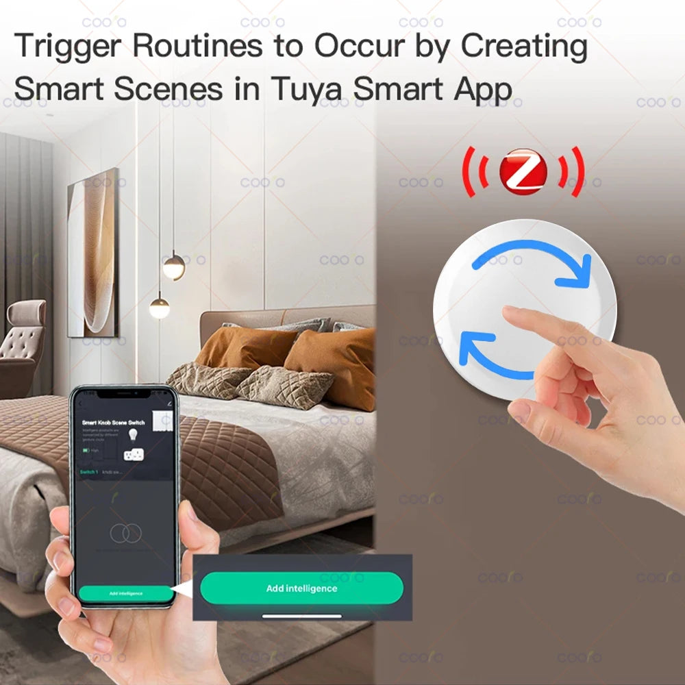 Tuya ZigBee Smart Knob Switch Wall Scene Switch Push Button Battery Powered Automation Scenario Remote Panel Smart Life App