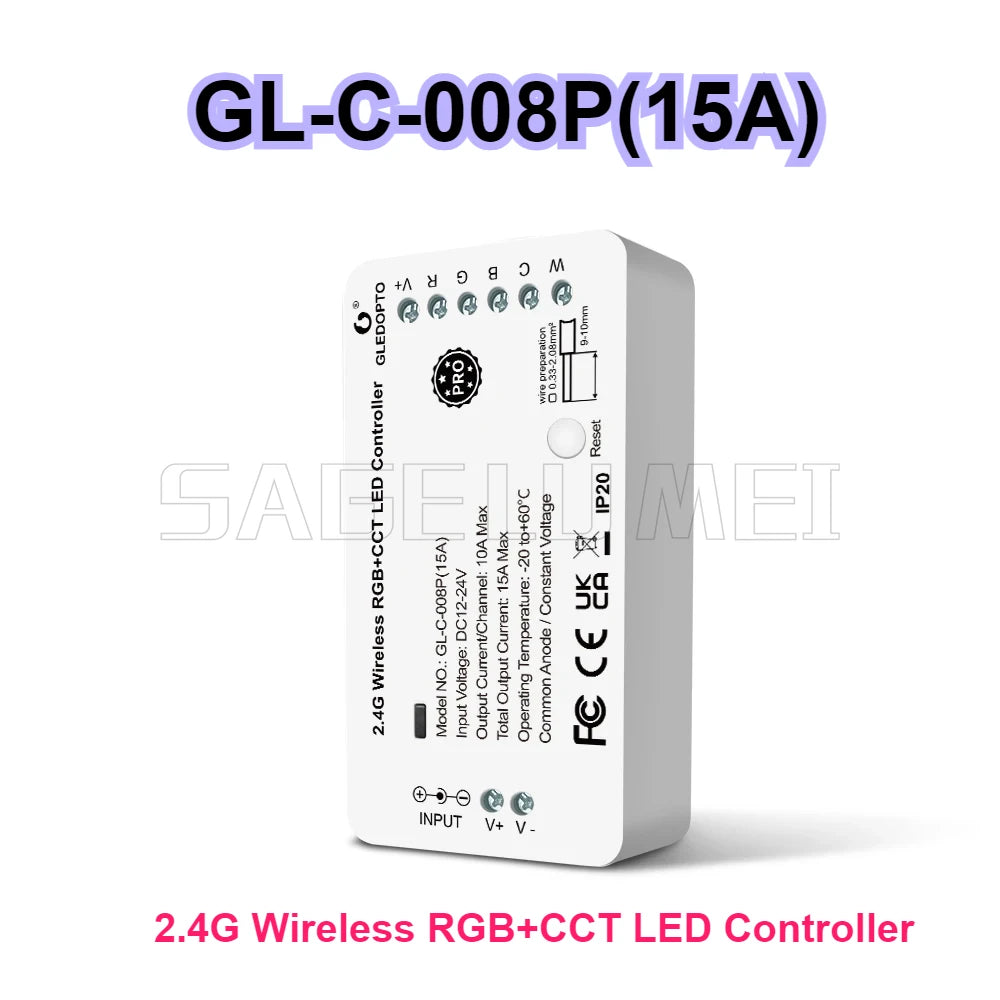 Zigbee 3.0 LED Strip Controller RGBCCT Pro 15A GLEDOPTO Current Work with Hu/e Tuya SmartThings App 2.4G RF Remote Control Voice