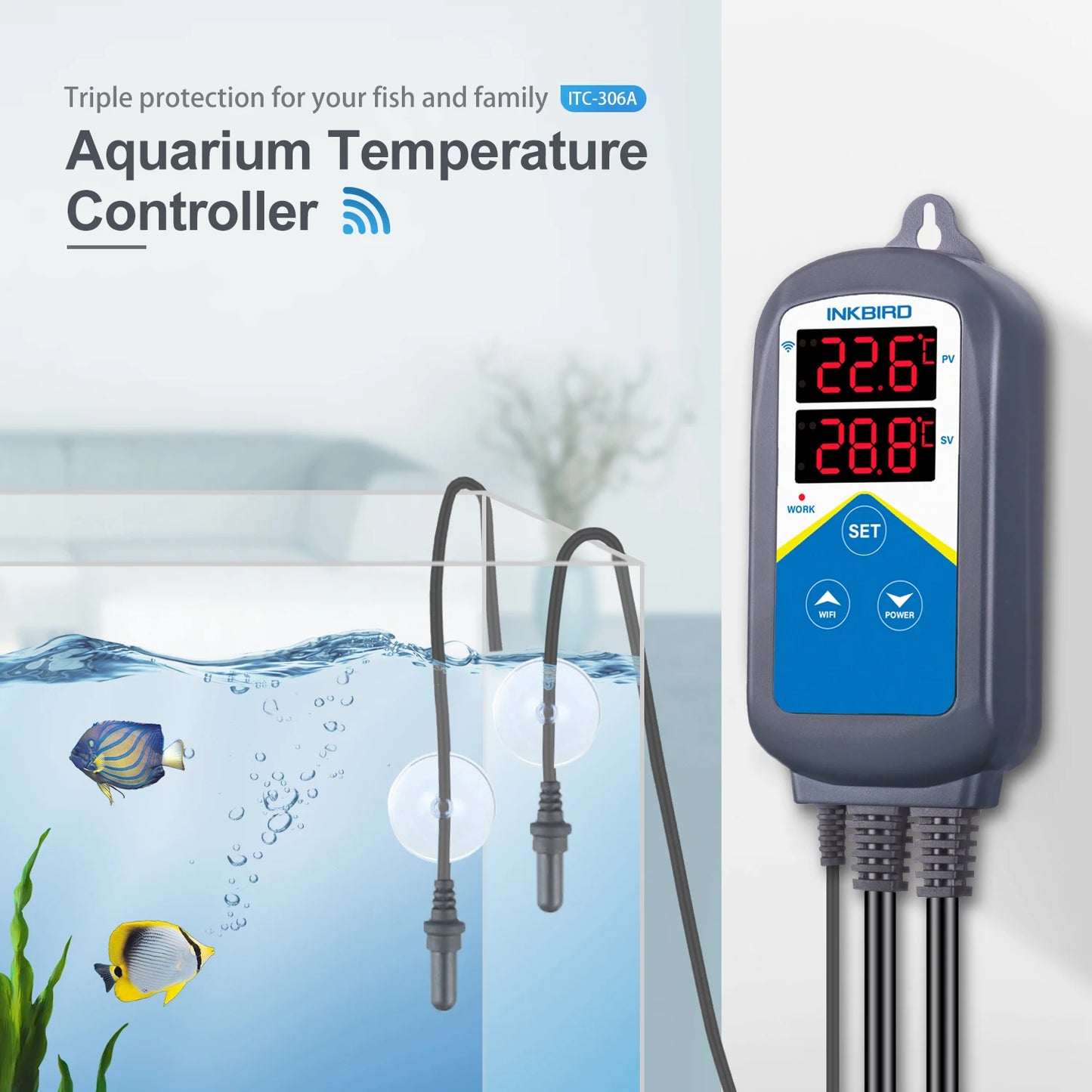 INKBIRD ITC-306A WIFI Dual Heating Temperature Controller Thermometer Aquarium Thermostat With 2 Probes for Fish Tank