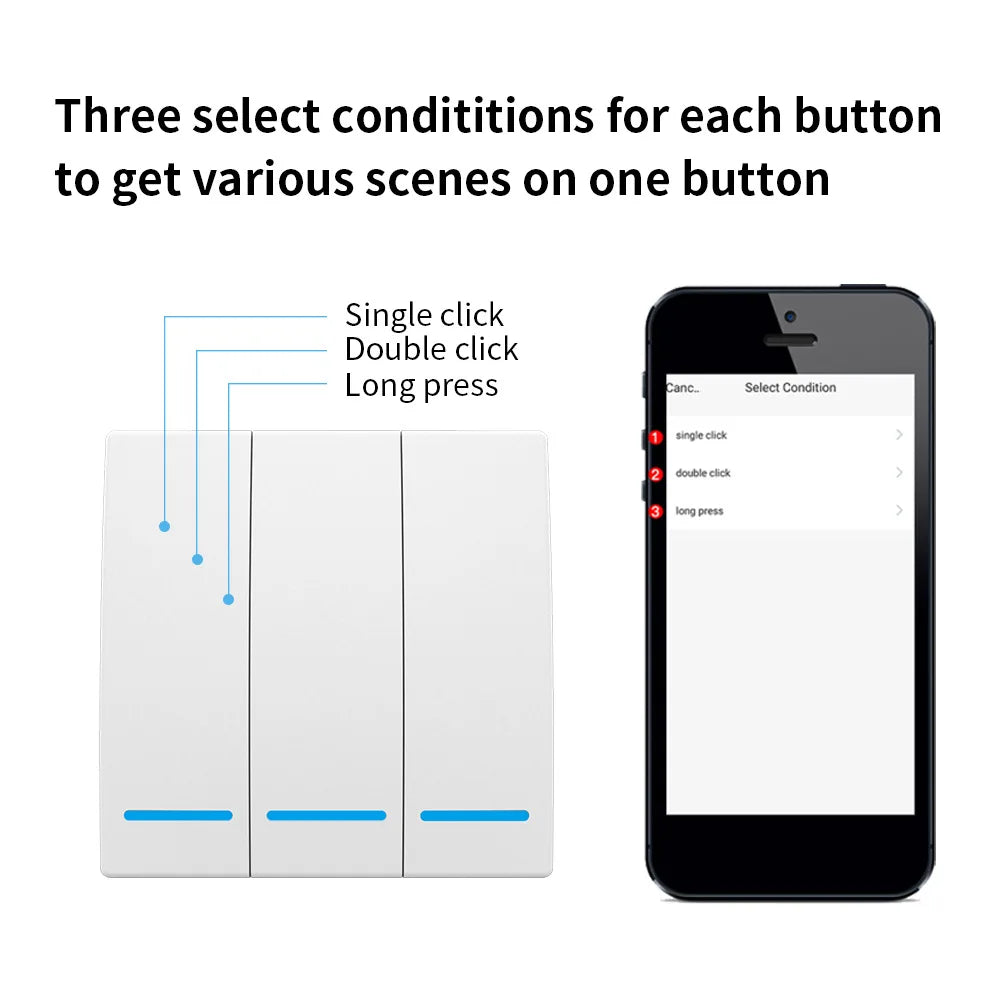 Tuya ZigBee 3.0 Smart Scene Switch Wireless Wall Scene Switch Push Button Voice Control for Alexa Google Need ZigBee Gateway Hub