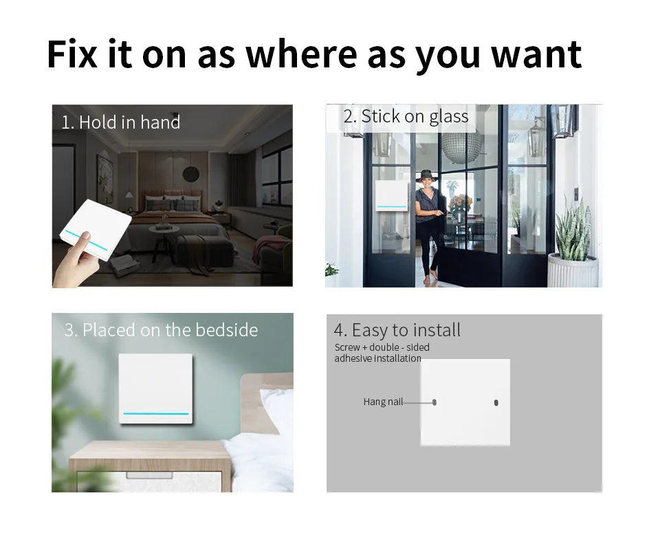 Tuya ZigBee 3.0 Smart Scene Switch Wireless Wall Scene Switch Push Button Voice Control for Alexa Google Need ZigBee Gateway Hub