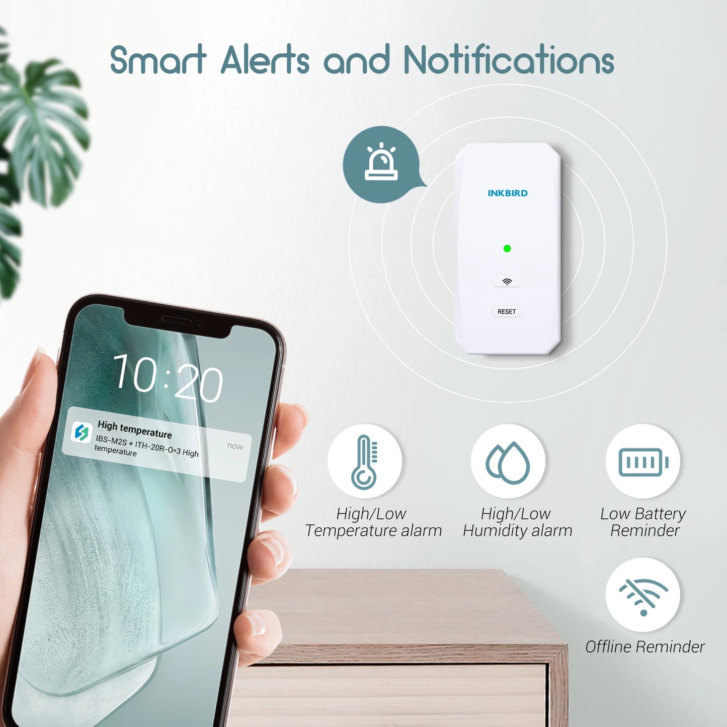 INKBIRD Wireless Temperature and Humidity Sensor 3 Pcs Thermometers Hygrometers with WiFi Gateway With App Notification Alert