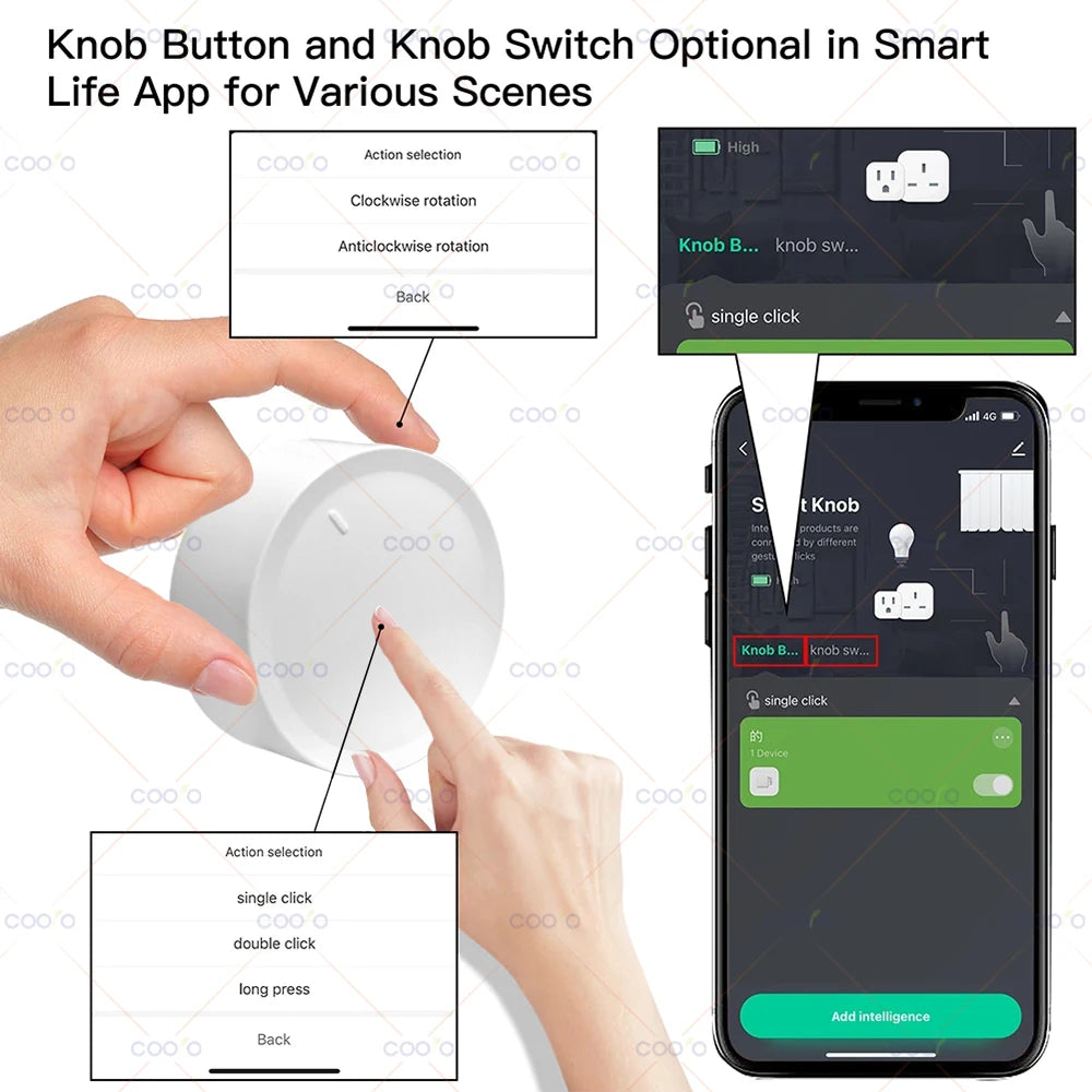 Tuya ZigBee Smart Knob Switch Wall Scene Switch Push Button Battery Powered Automation Scenario Remote Panel Smart Life App