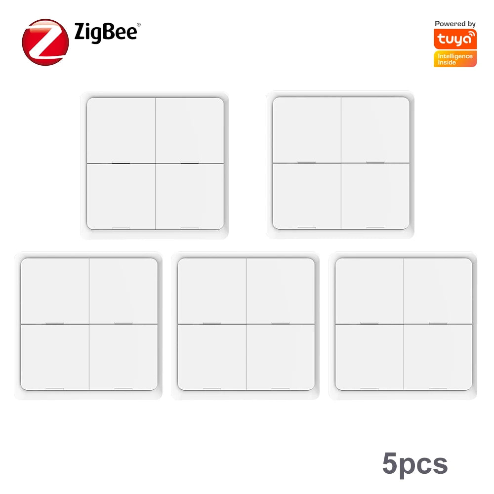 Tuya Zigbee 3.0 Wireless Scene Switch 4Gang 12 Modes Push Button Smart Home Remote Controller Automation Scenario Linkage Center