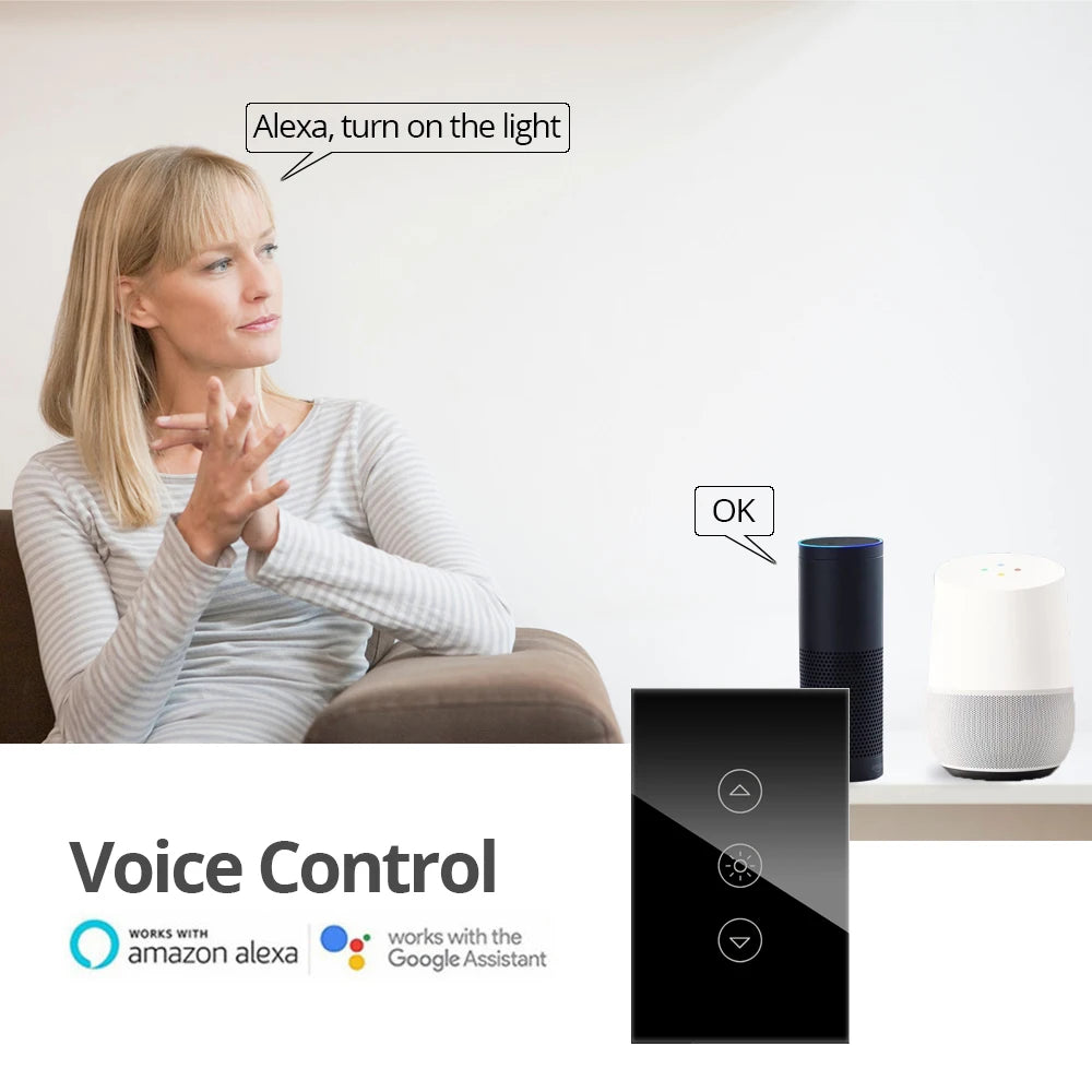 Wallpad Dimmer Wifi Touch Switch US Smart Home Switches Ewelink App Works With Google Home Alexa Voice Control 500W AC90-250V