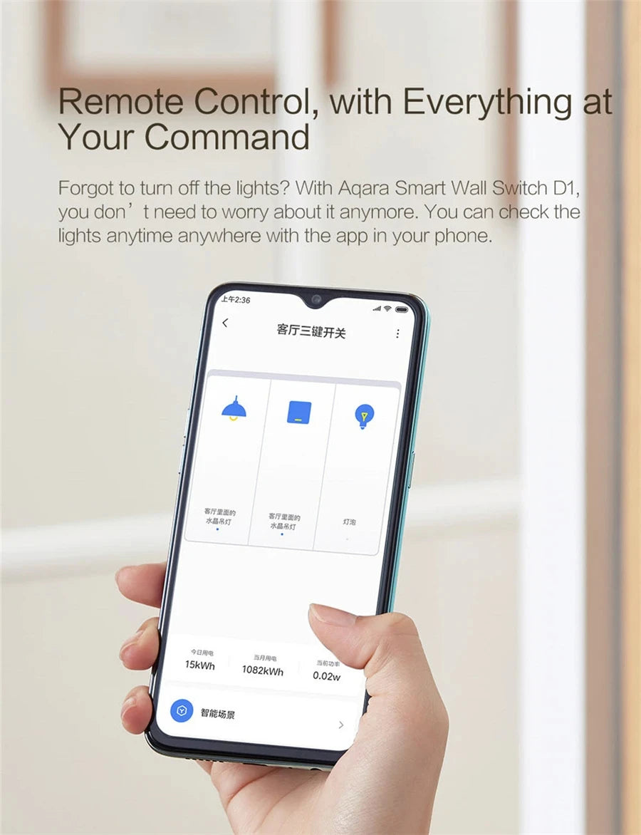 Aqara Smart Wall Switch D1 Zigbee Wireless Remote Control Light Switch Key Neutral Fire Wire For xiaomi mi home homekit