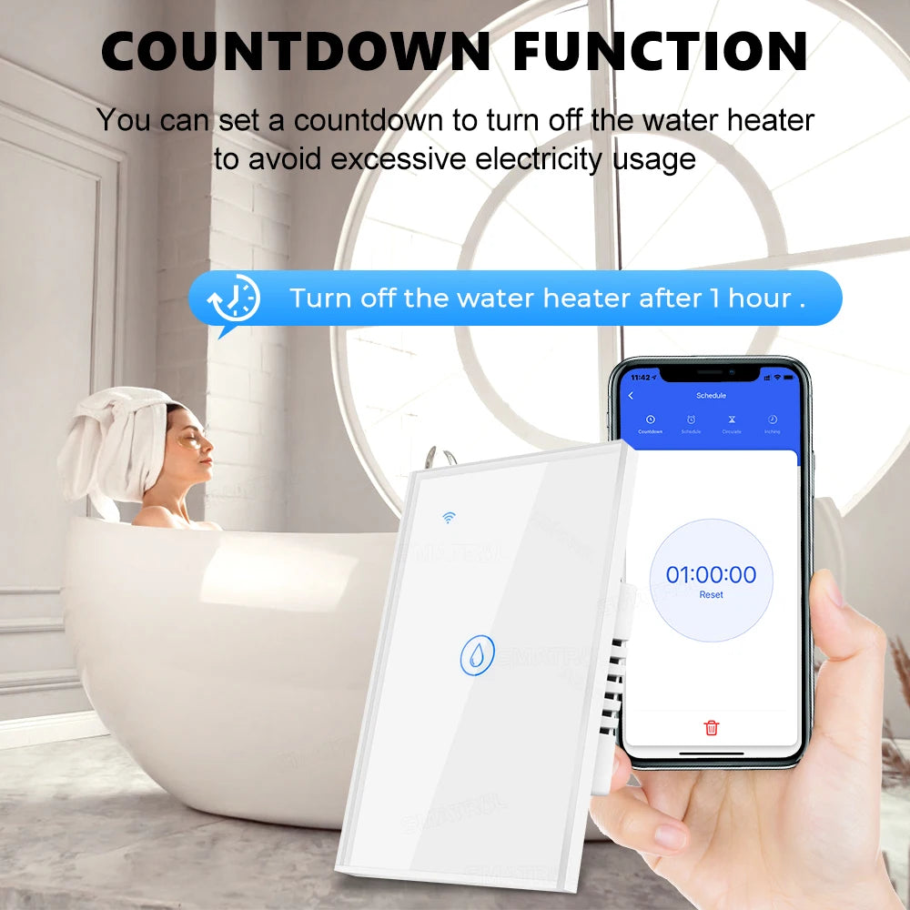 40A Homekit Smart Wifi Water Heater Boiler Touch Switch Air Conditioner Light Timing EU Us Brazil Wall App For Alexa Google Home