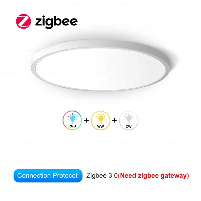 Tuya WiFi Zigbee Smart Ceiling Lamp RGBCW Round LED Ceiling Light Living Room Decor Smart Lamp App Voice Control Alexa/Google