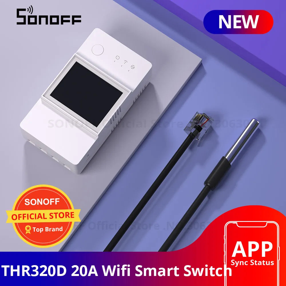 Sonoff THR320D 20A Wifi Smart Switch Support Temperature Monitor Sensor Humidity High Accuracy Sensor Works Alexa Google Home