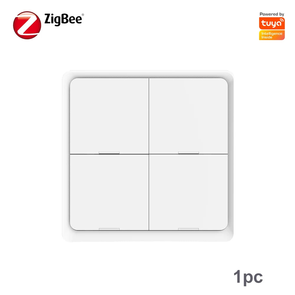 Tuya Zigbee 3.0 Wireless Scene Switch 4Gang 12 Modes Push Button Smart Home Remote Controller Automation Scenario Linkage Center