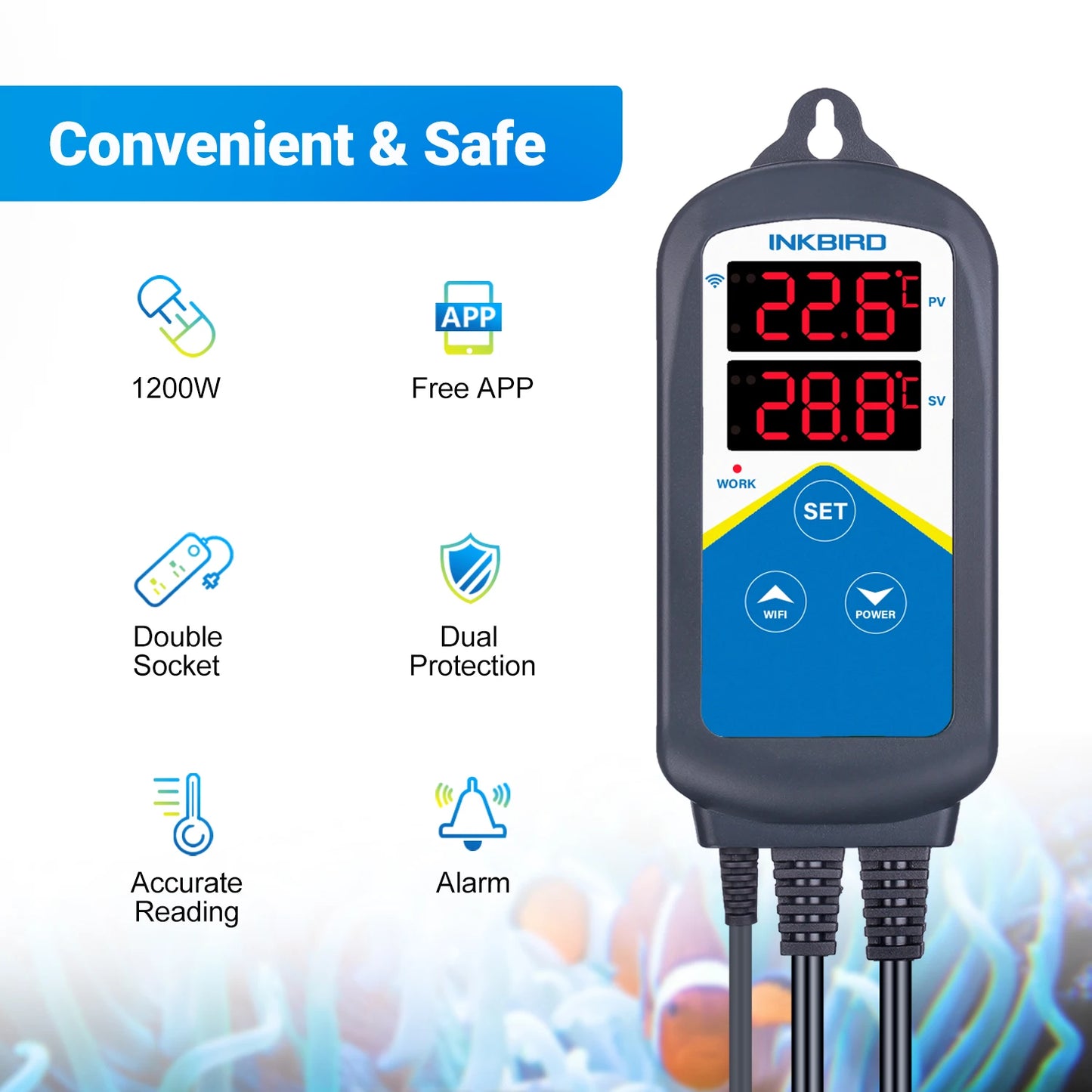 INKBIRD ITC-306A WIFI Dual Heating Temperature Controller Thermometer Aquarium Thermostat With 2 Probes for Fish Tank