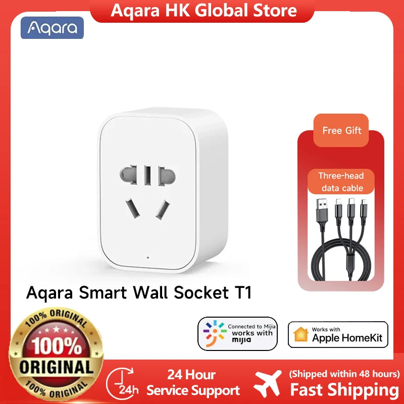 Aqara Smart Wall Socket T1 Smart Plug Zigbee 3.0 Remote Control Wireless Socket Work With HomeKit Aqara Home APP ZNCZ15LM