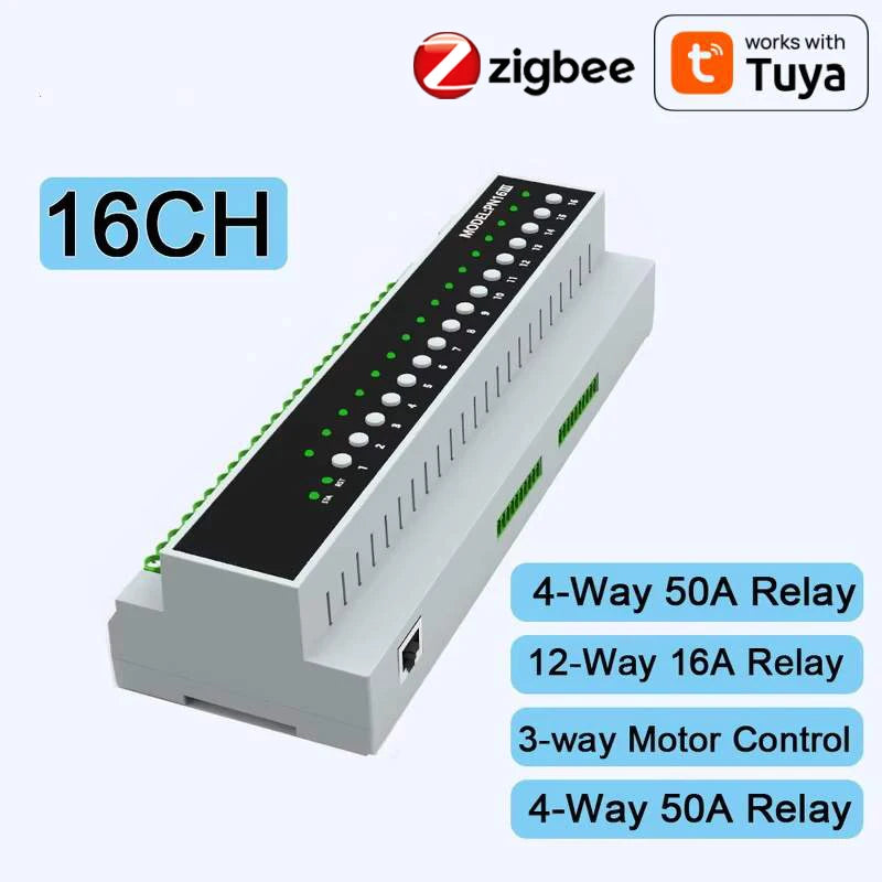 Tuya Smart Zigbee 6-16 Gang Relay Switch Module Remote Control Appliance Control Module 110V-240V Works With Alexa Google Home