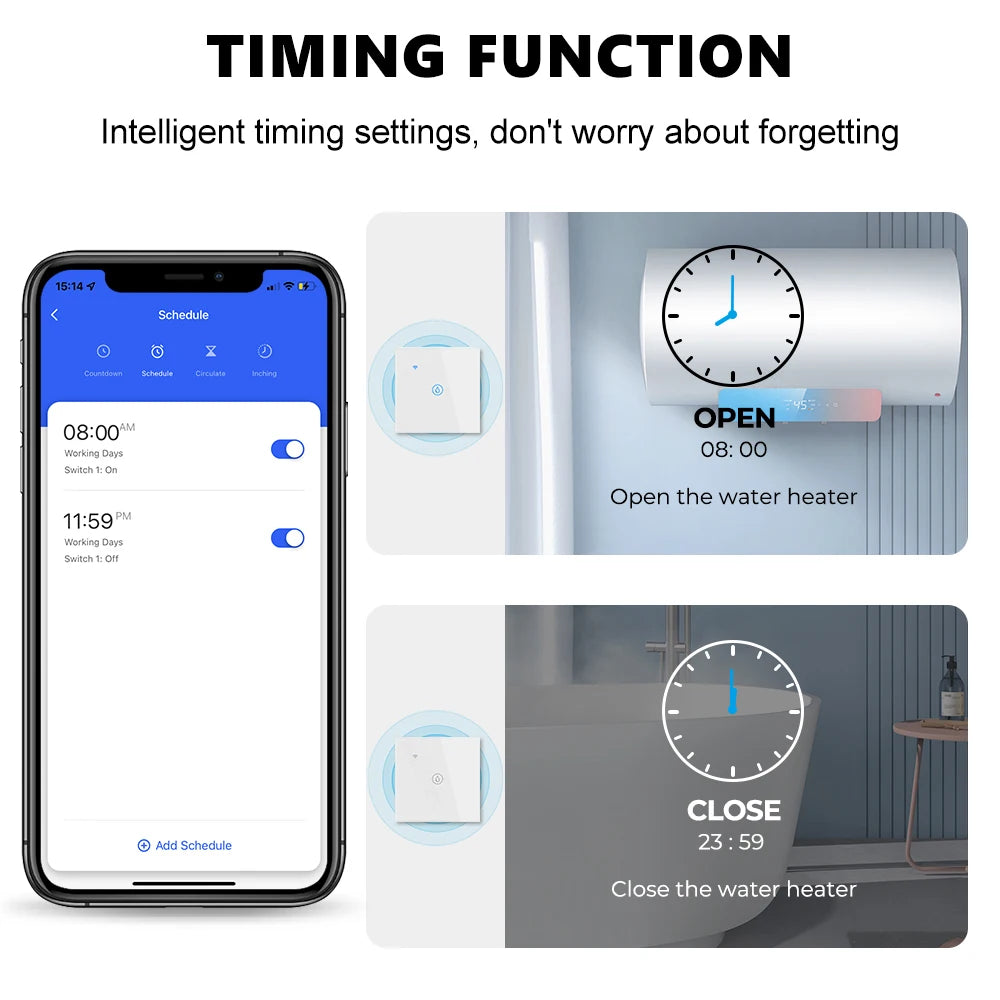 40A Homekit Smart Wifi Water Heater Boiler Touch Switch Air Conditioner Light Timing EU Us Brazil Wall App For Alexa Google Home