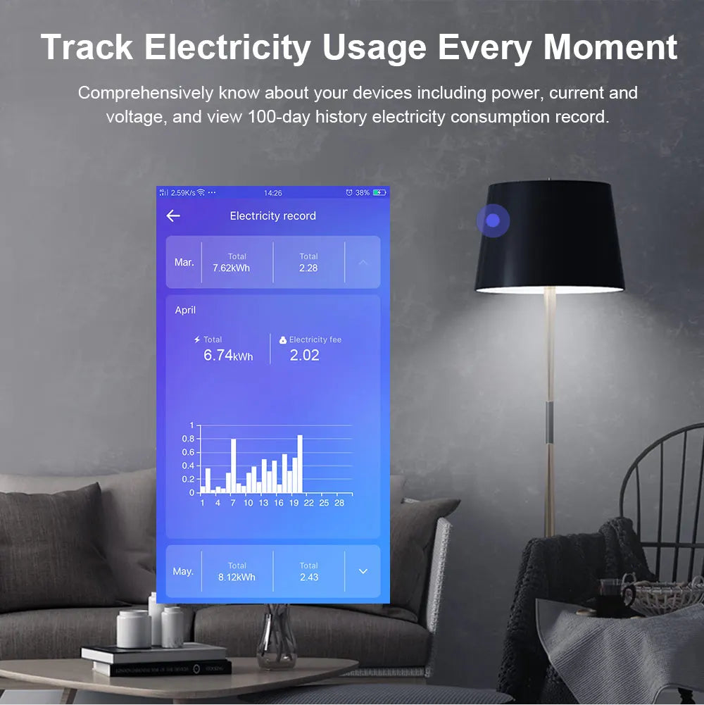Sonoff S31 US 15A Mini Wifi Smart Socket Home Power Consumption Measure Monitor Energy Usage App Remote IFTTT Control with Alexa