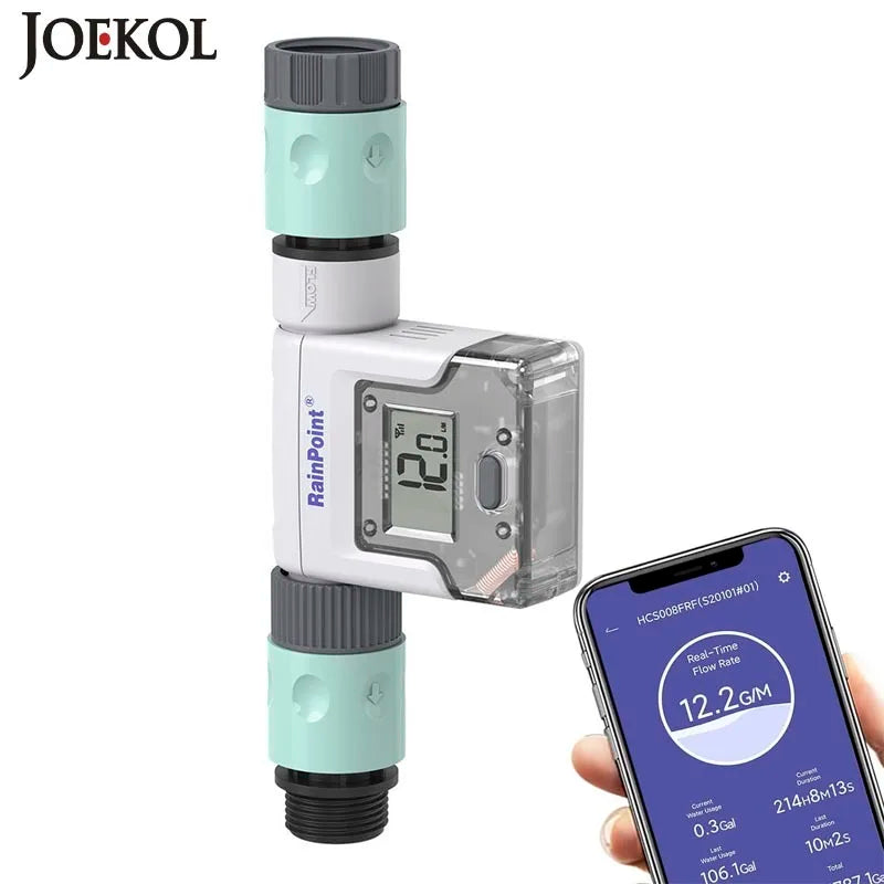 Wifi Smart Water Flow Meter Gauge For Outdoor Garden Hose Watering Irrigation Rv Travel Measuring Water Consumption