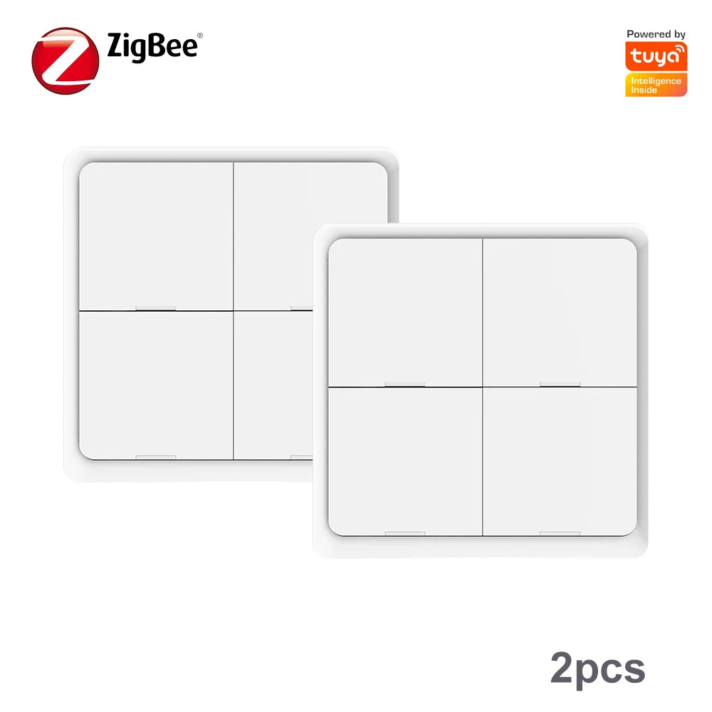 Tuya Zigbee 3.0 Wireless Scene Switch 4Gang 12 Modes Push Button Smart Home Remote Controller Automation Scenario Linkage Center