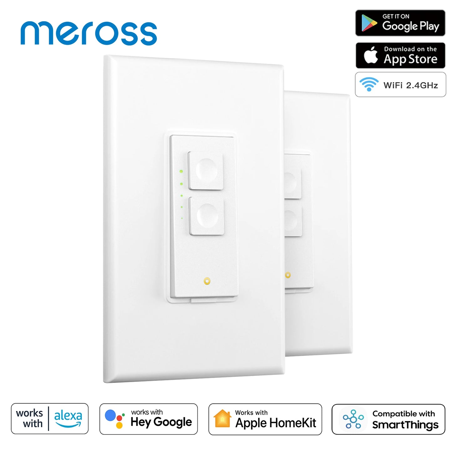 meross HomeKit 3 Way Smart Dimmer Switch Kit WiFi Dimmer Switch For Dimmable LED Light Work with Alexa Google SmartThings No Hub