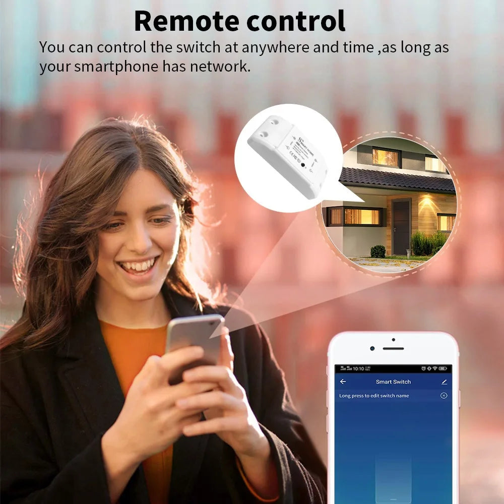 10A WiFi Smart Switch DIY Breaker Smart Home Automation Basic R2 Relay For eWeLink App SmartThings Alice Salute Alexa Google