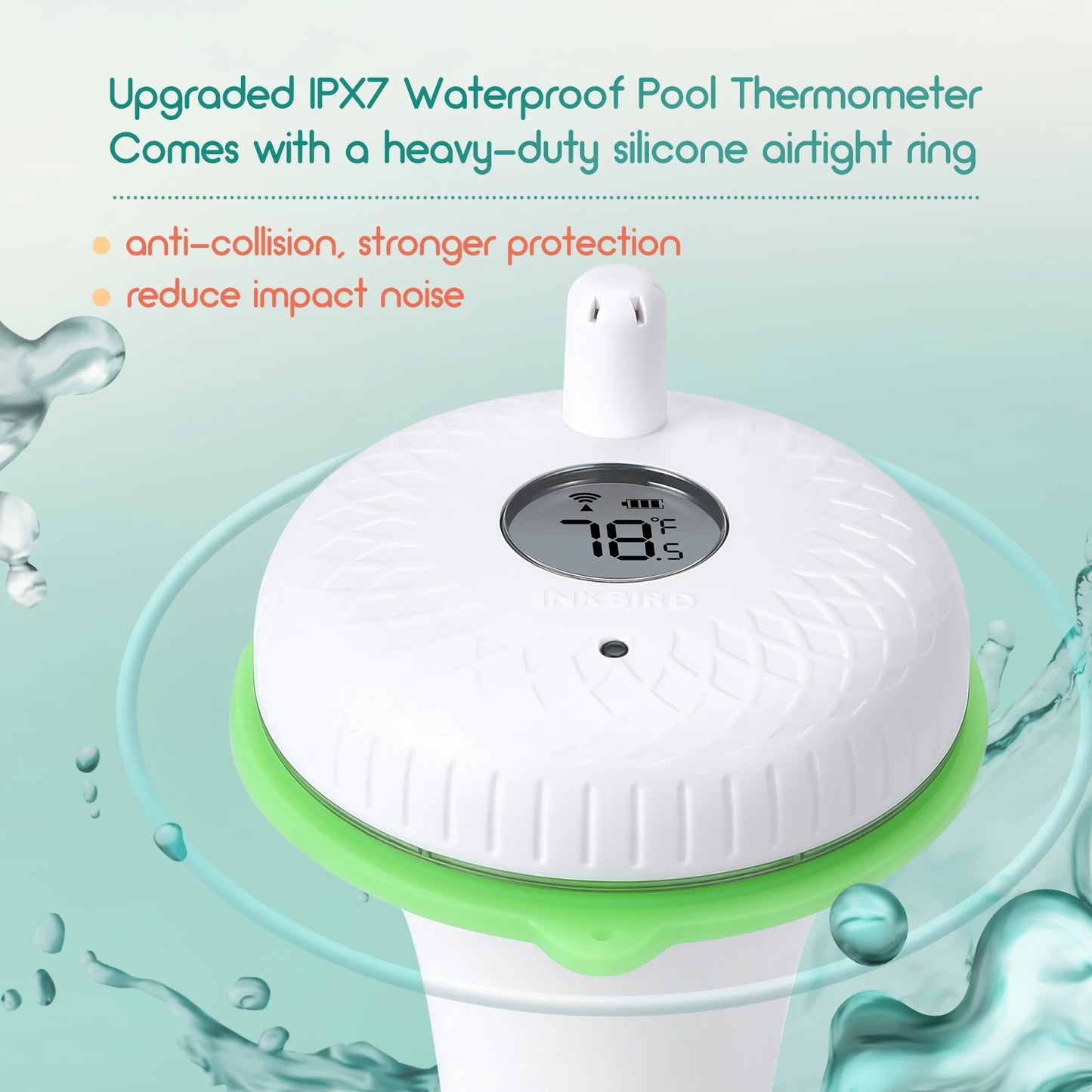 INKBIRD 2nd-Gen Wireless Pool Thermometer with IBS-M2 Wifi Gateway Combo Waterproof Digital Floating Thermometer for Spa Pond