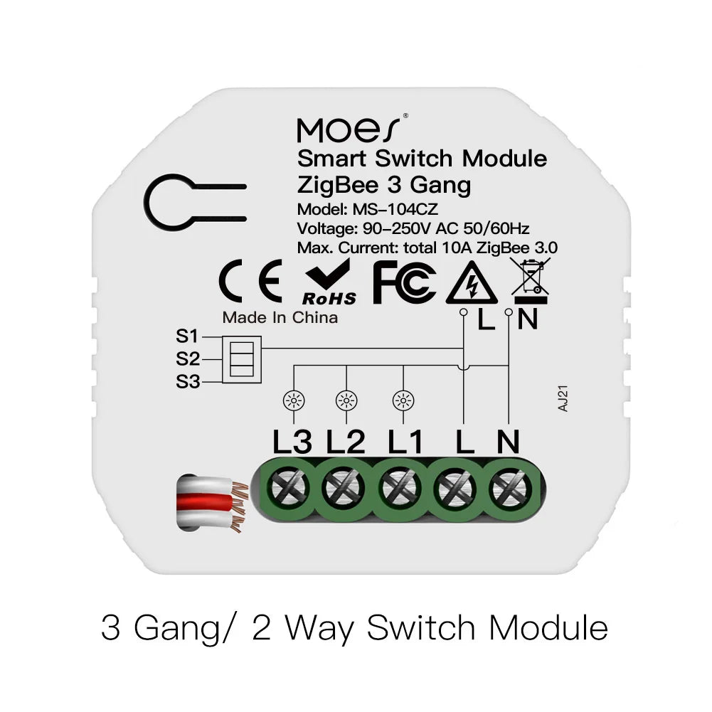 MOES Tuya ZigBee 3.0 Smart Light Switch Relay Module 1/2/3 Gang Smart Life/Tuya App Control, Works with Alexa Google Home Yandex