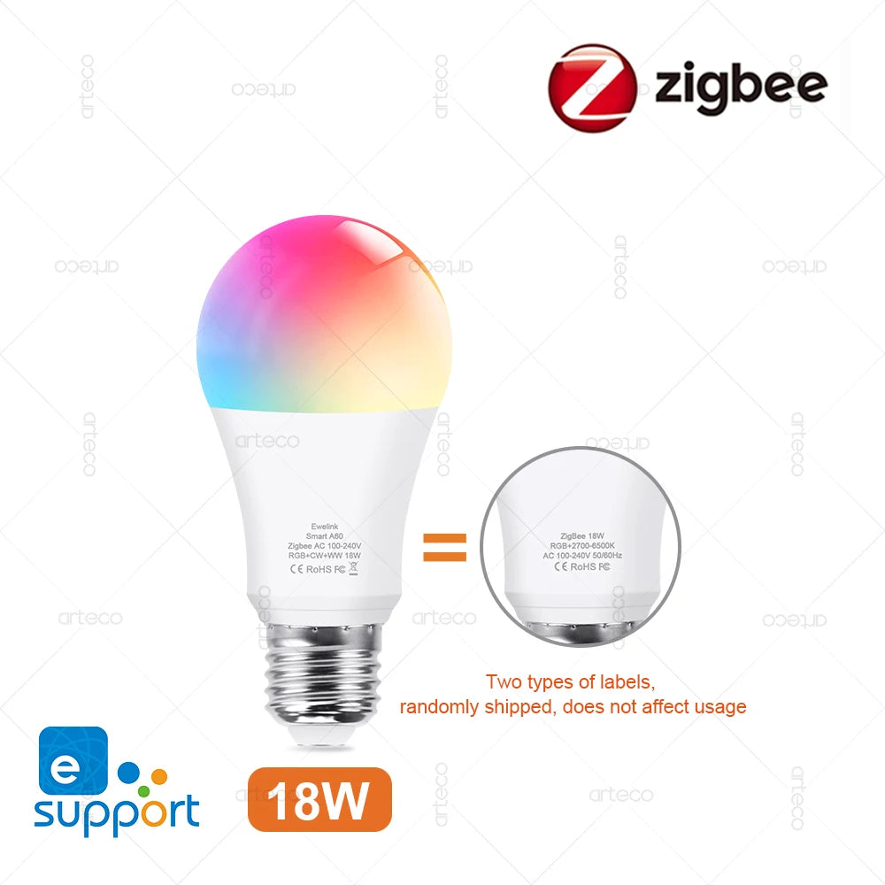 Zigbee Smart Led Light Bulb 15W 18W E27 Bulb WiFi Smart Led Lamp EWelink Works With Alexa Google Home Yandex Alice Smartthings