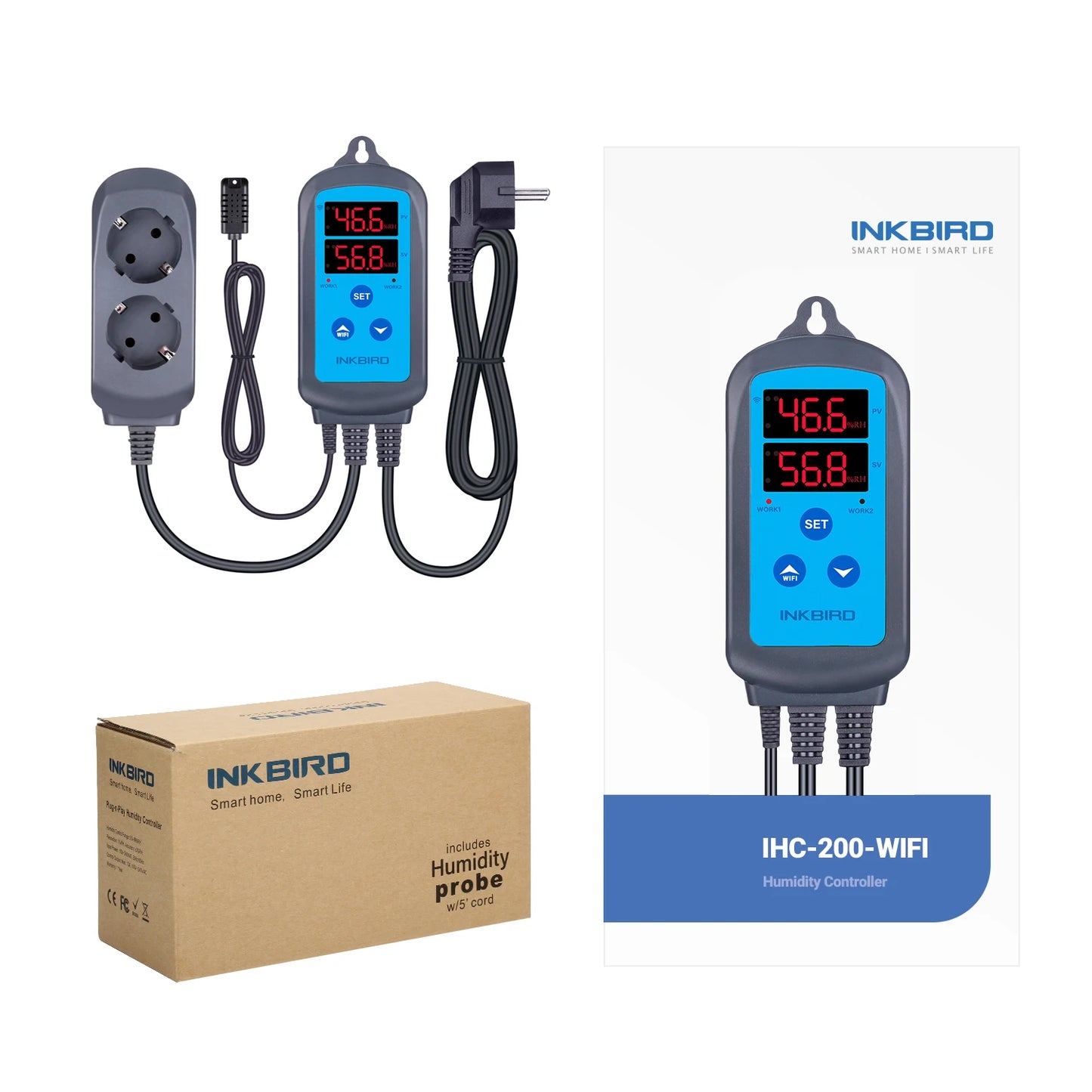 INKBIRD IHC-200-WIFI Humidifier Dehumidifier Automatic Humidity Controller Humidistat Remote Data Monitor Smart Home Improvement