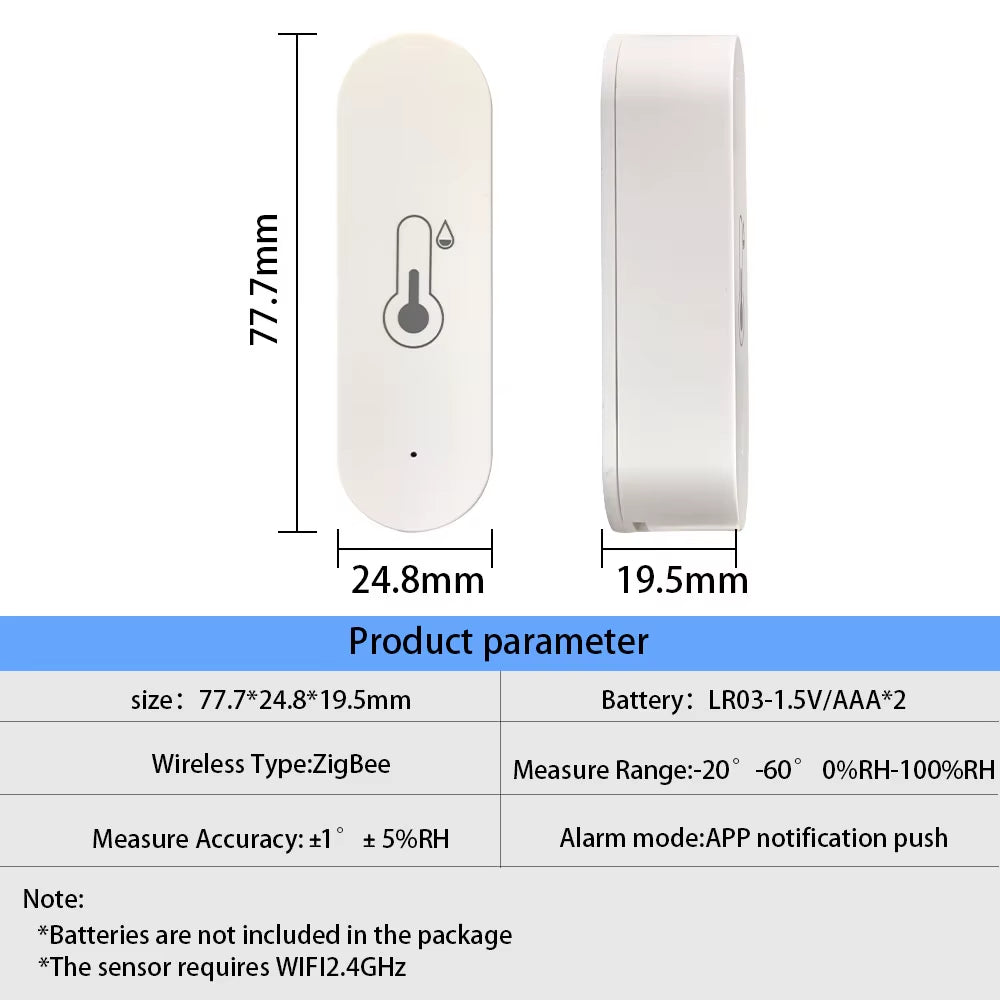 Ewelink Zigbee3.0 Temperature Humidity Sensor Smart Home Indoor Hygrometer APP Monitoring Work with Google Home Alexa