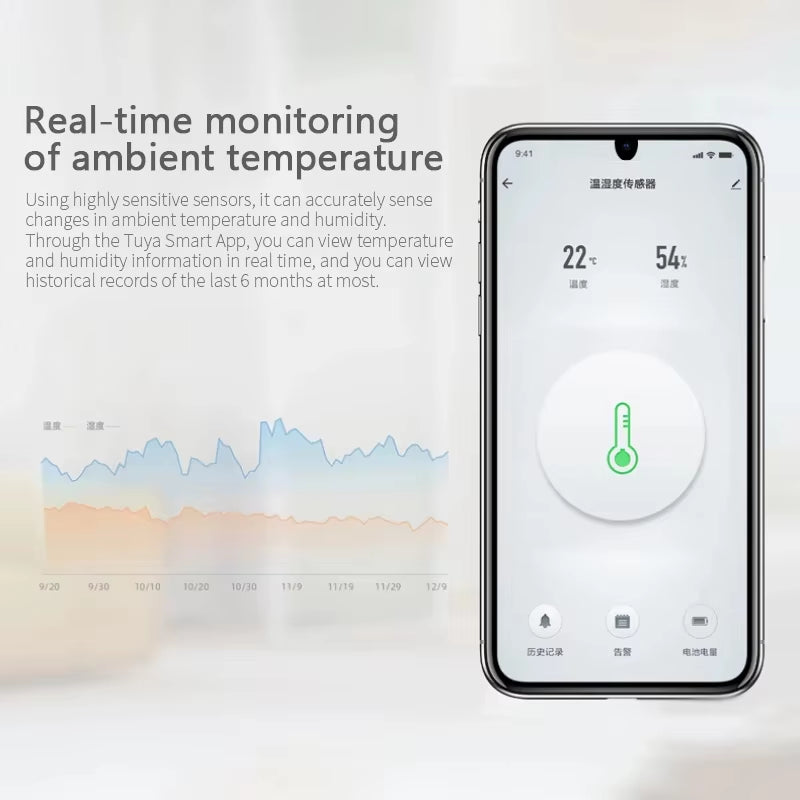 Tuya Zigbee Temperature and Humidity Sensor Voice Control Intelligent Home Hygrometer Real-Time Monitoring Voice without Battery