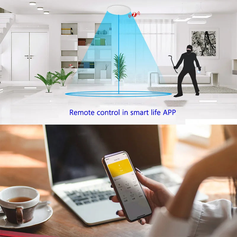 Zigbee Wifi Graffiti Smart Home Human Presence Sensor Ceiling PIR Motion Static Breath Detection APP Remote Control Monitor